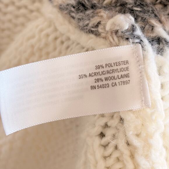 Old Navy Wool Blend Fair‎ Isle Open Front Sweater Shawl Medium Short Sleeve - Picture 7 of 7